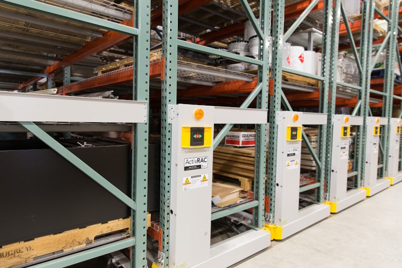 ActivRAC mobile storage shelving in a campus warehouse