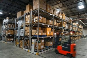 Industrial Heavy Duty Mobile shelving system in a warehouse