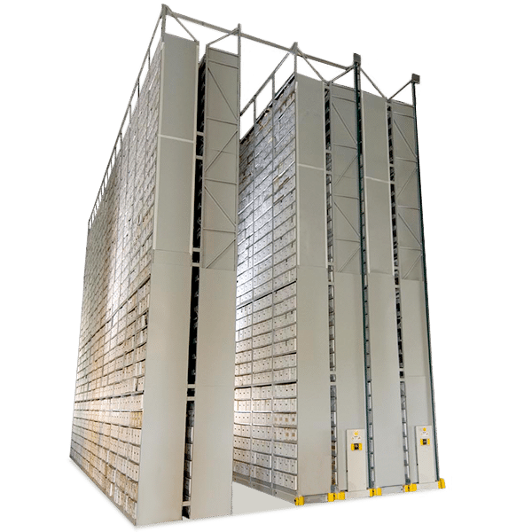 Off-site mobile shelving high bay storage, stock image