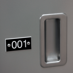 Close up of number and handle of an evidence locker
